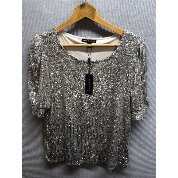Cable & Gauge Tops - Cable & Gauge Top Size Large Sequins Cocktail Party Glamorous Disco NWT